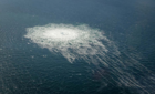 Foto gemaakt boven de Nordstream pijplijn in de Oostzee, gemaakt door de Deense kustwacht